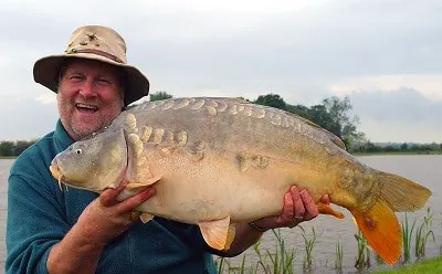 des taylor holding a big mirror carp