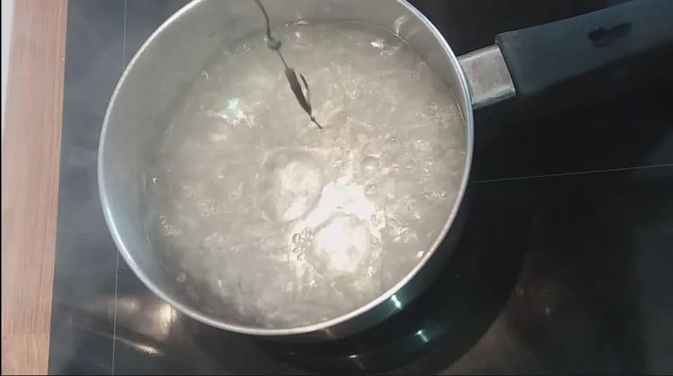 boiling a piece of shrink tube on the pop-up rig