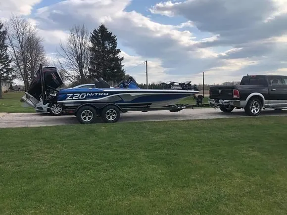 an image of a nitro Z20 bass boat on its trailer