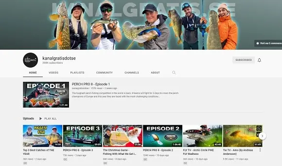 a screenshot of the popular fishing YouTube channel Kanalgratis
