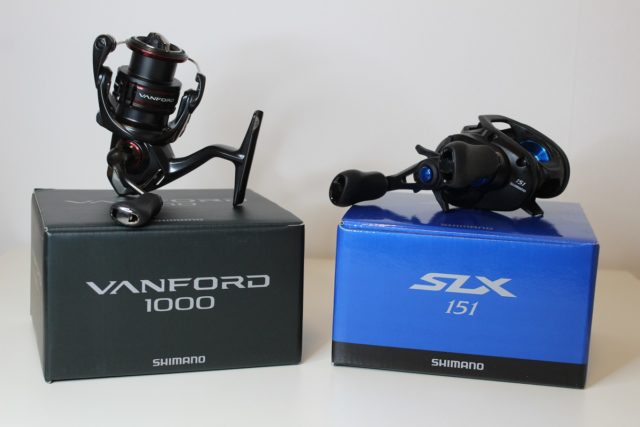 an image of a shimano vanford spinning reel and a shimano slx baitcaster