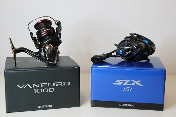 an image of a shimano vanford spinning reel and a shimano slx baitcaster