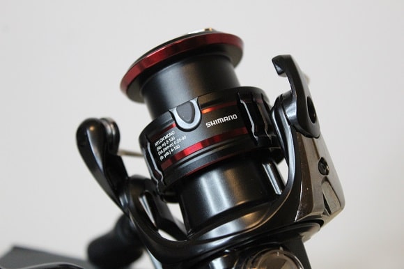 a close-up of a shimano spinning reel