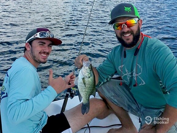a fishing guide and his customer fishing for crappie in Florida