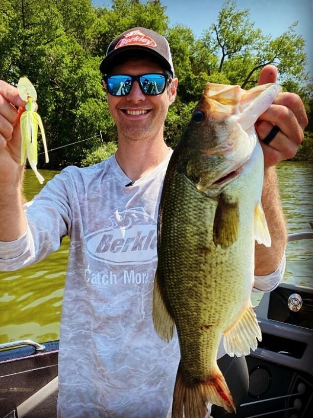 a skilled bass angler on Lake Fork with a huge largemouth bass