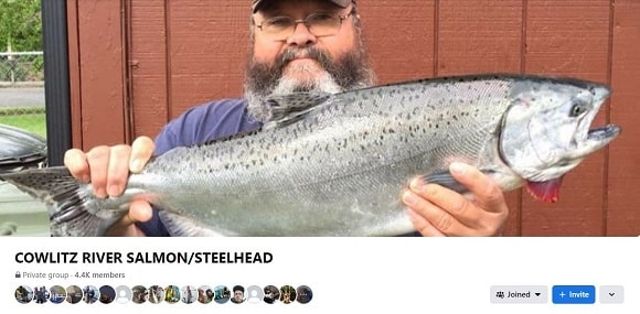 a screenshot of the cowlitz river salmon and steelhead facebook group