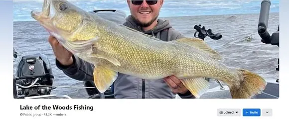 a screenshot of the biggest lake of the woods fishing group on facebook