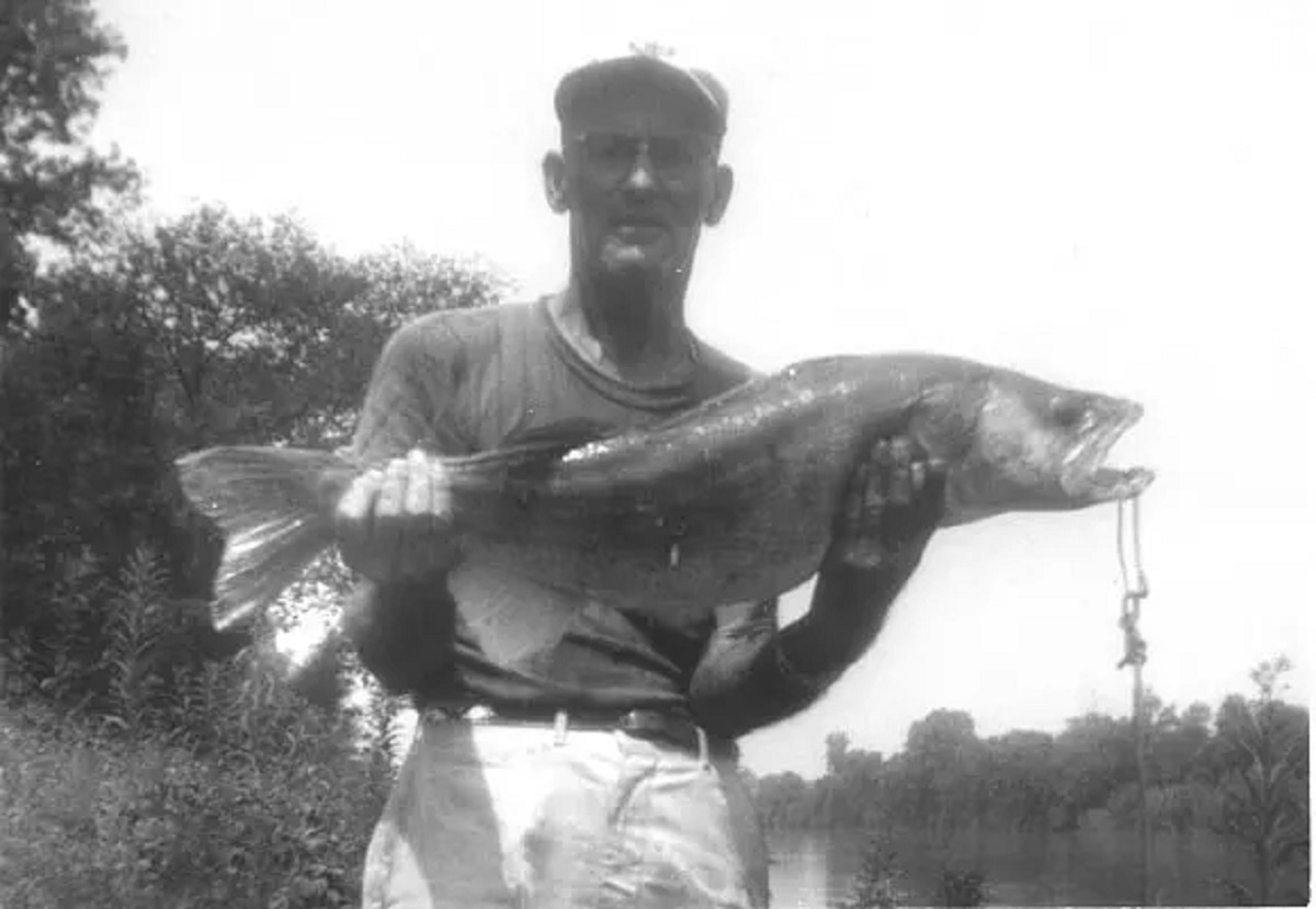 an old image of the all-tackle world record walleye