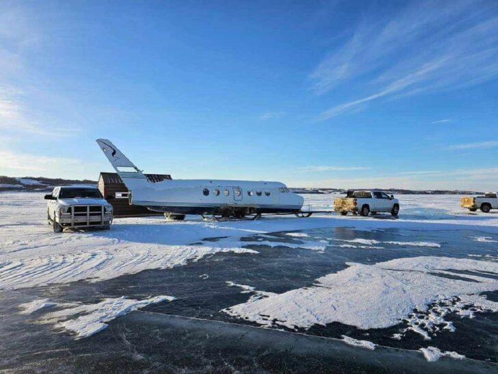 Group of Friends Turns Airplane Into Awesome Ice Fishing Shack